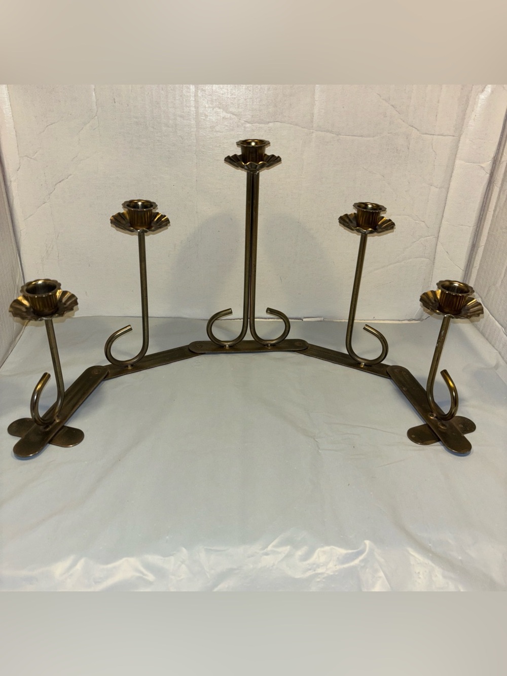 Accordion Style Folding Brass Candlestick Holder Candelabra Mid Century 1960’s
